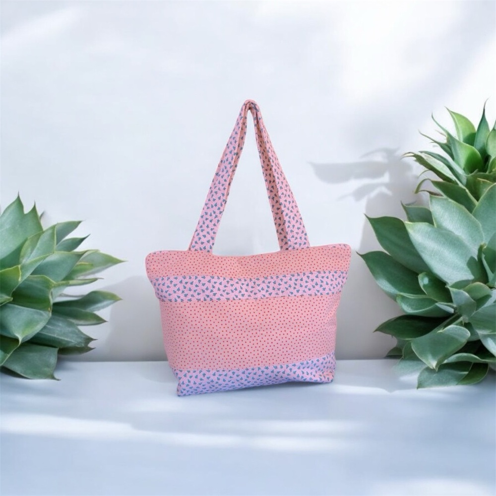 Chic Pink and Blue Tote Bag for Everyday Use